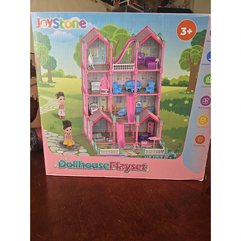JoyStone Play Dollhouse w/ Toy Figures 14‎ Rooms Furniture, Accessories & Lights